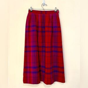 Vintage Pendleton 100% Pure Virgin Wool Red Plaid Midi Skirt MEASUREMENTS